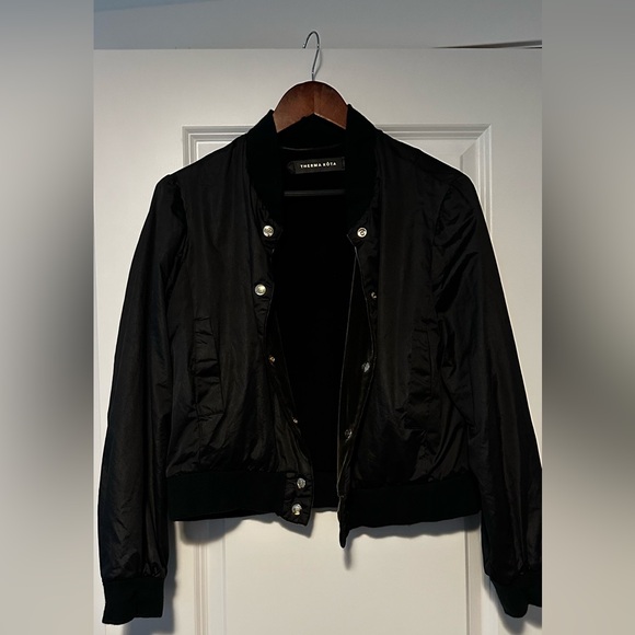 EUC Therma Kota HELGI CROPPED BOMBER JACKET size S black/green - Picture 5 of 13